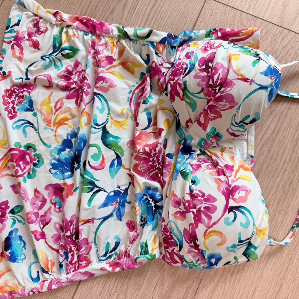 Anne Cole Floral Multi-Color Bandeau Bikini Top